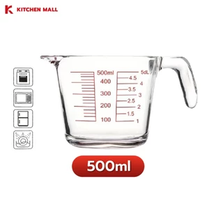KitchenMall ถ้วยตวงแก้ว ตวงน้ำ ตวงวัตถุดิบ ทนความร้อน ใช้กับไมโครเวฟได้ ขนาด 350/500/1000 มล.