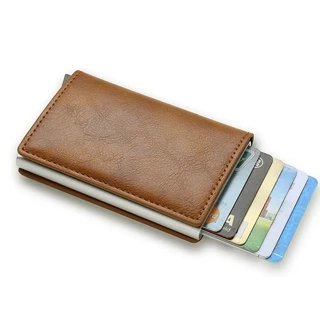 กระเป๋าสตางค์หนัง RFID สำหรับบัตรเครดิตผู้ชายแบบเพรียวบาง, กระเป๋าบัตรขนาดกะทัดรัดและทันสมัย, กระเป๋ามินิแบบบางมหัศจรรย์