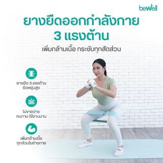 Bewell ยางยืดออกกำลังกาย 3 แรงต้าน ปรับใช้งานง่าย ยืดหยุ่นดี ไม่ขาดง่าย ฟรี! ถุงตาข่ายสำหรับเก็บ