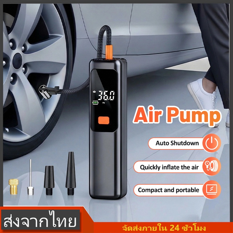 เครื่องปั๊มลมไร้สาย ไฟส่องสว่าง น้ำหนักเบา ลูกสูบ19 mm Type-C จอแสดงผล LED
