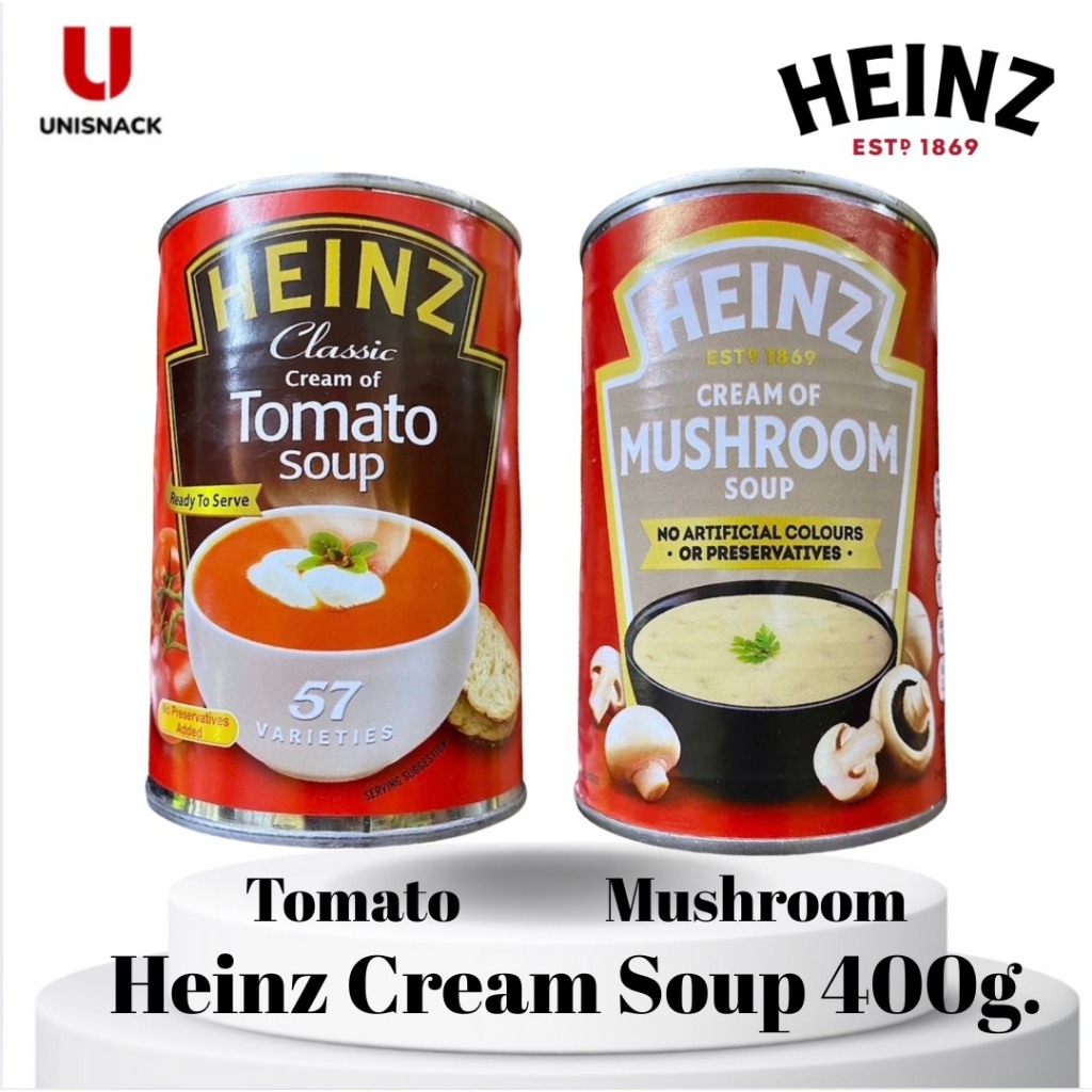 Heinz Cream Of Tomato Soup & Mushroom Soup  ไฮนซ์ซุปครีมมะเขือเทศและซุปครีมเห็ด ขนาด 400g.(กรัม)