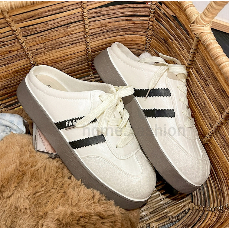 รองเท้าแพลตฟอร์มคู่รัก  รองเท้าผ้าใบ ผู้หญิง รองเท้า เสริมส้น ทรงสวย  กันลื่น ใส่สบาย พร้อมส่งในไทย มีส่งด่วน S-245 - รูปที่ 4