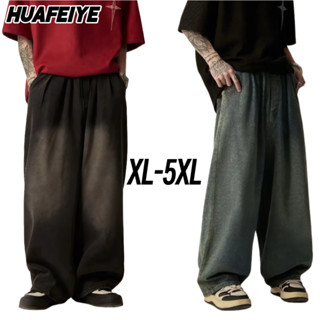 HFY กางเกงยีนส์ผู้ชายขากว้าง ไตล์เรโทร ทรงสวย ใส่ สบาย แมทง่…