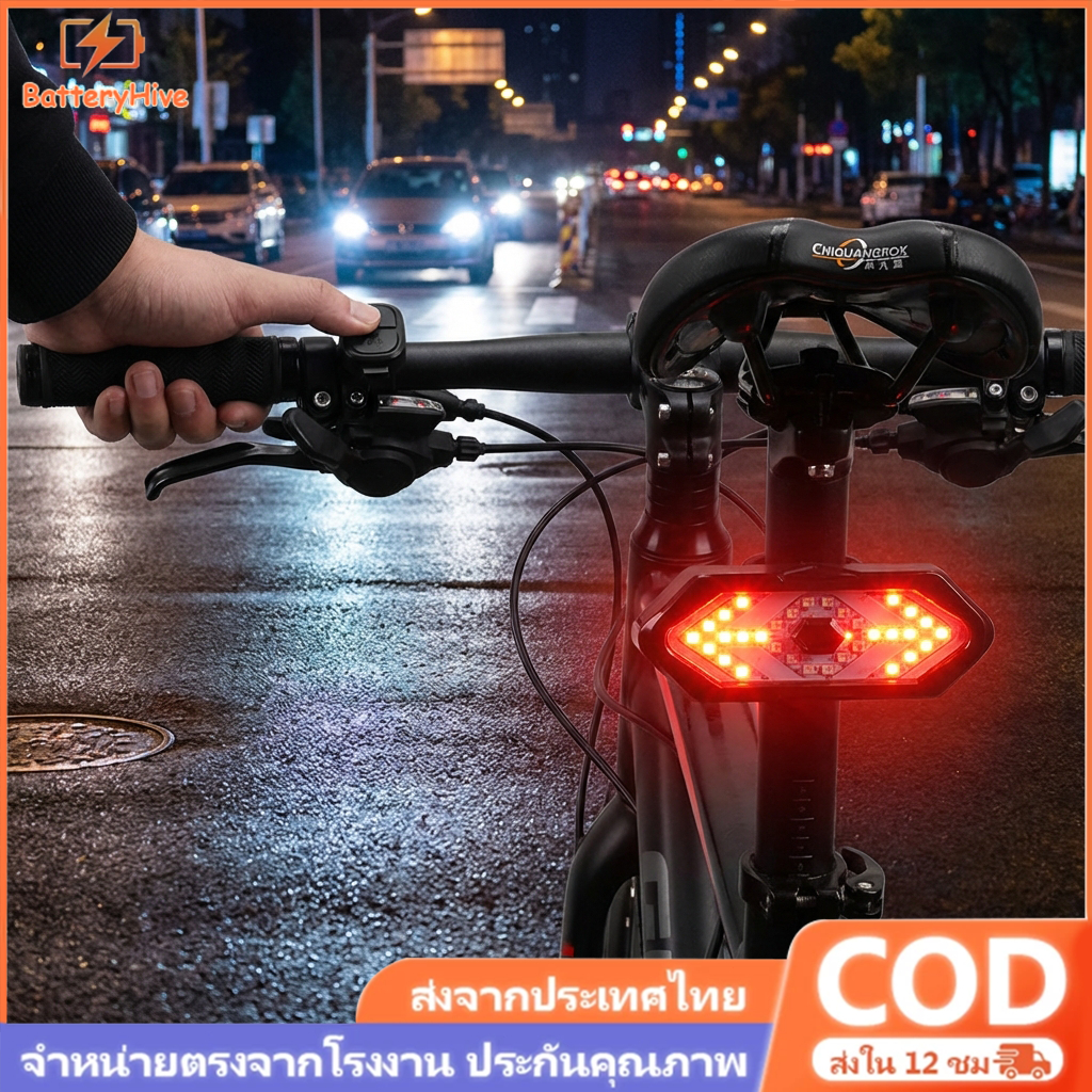 ไฟเลี้ยวจักรยาน ไฟท้ายจักรยาน LED ไฟท้ายจักรยานกันฝนชาร์จ รีโมทไฟแสดงสถานะทิศทาง USB พร้อมแตร Mtb อุปกรณ์เสริมจักรยานเสื