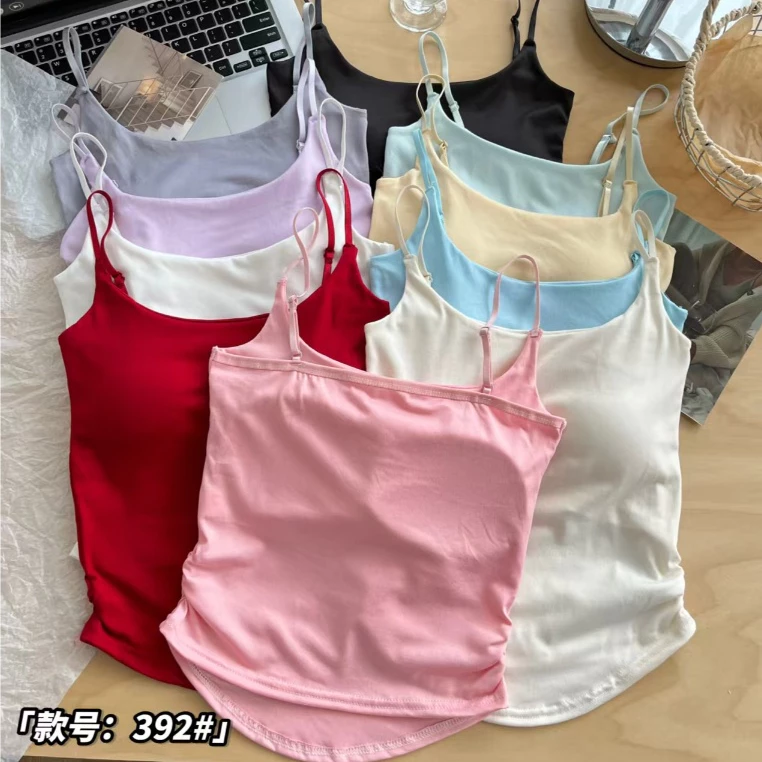 #392 เสื้อสายเดี่ยว ตัวยาว มีฟองน้ำ เย็บติด ฟรีไซต์ 24-34ab สีสวย ไร้ขอบ ใส่สบาย เสื้อ ผู้หญิง thumbnail 3