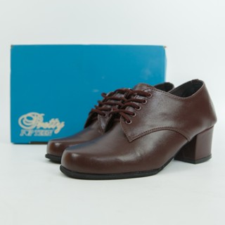 รองเท้าคัทชูครูหญิง POPTEEN น้ำตาล+ผูกเชือก รุ่น PT-2405/241…