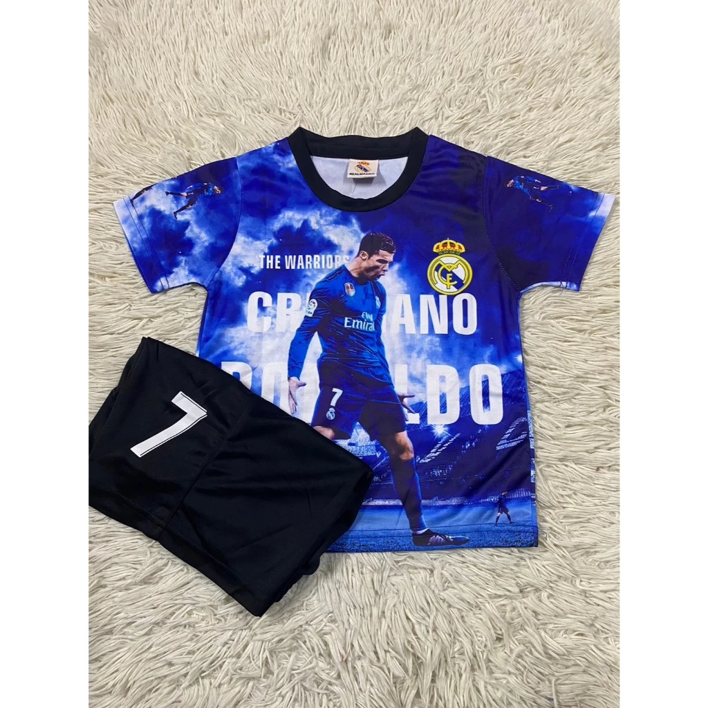 เสื้อบอลเด็ก ทีมเรอัลมาดริดเบอร์7ชื่อโรนัลโด้ ปี2025-2026ใหม่ล่าสุด เสื้อ+กางเกง