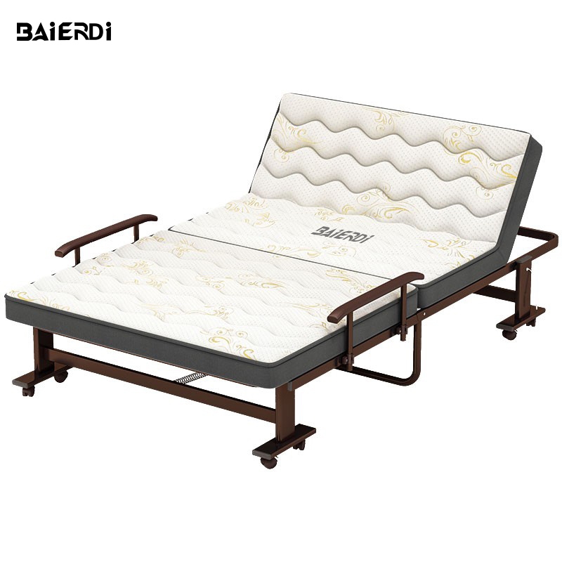 BAIERDI MALL เตียงนอนพับได้พร้อมฟุตที่นอนยางพาราที่สวยงามและทันสมัย การออกแบบที่เรียบง่าย เตียงพับ เตียงพับได้ เปลพับนอน