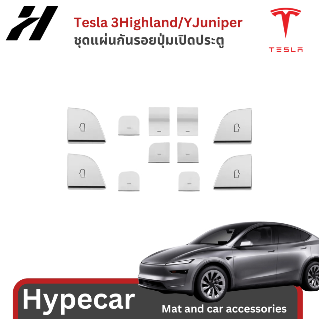 ชุดแผ่นกันรอยปุ่มเปิดประตู-Model3Highland/YJuniper(พร้อมส่ง)