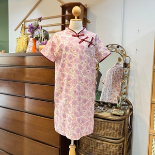 mandarin derss เดรสแขนสั้นคอจีนผ้าอินเดีย