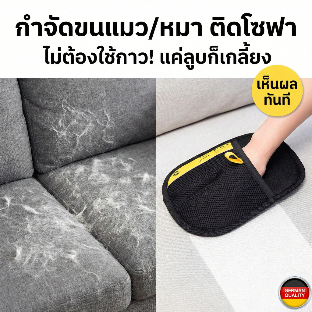 Petclear ถุงมือแปรงขนแมว แปรงขนสุนัข ที่แปรงขนสัตว์เลี้ยง ถุงมือกําจัดขนไฟฟ้าสถิตสําหรับสัตว์เลี้ยง