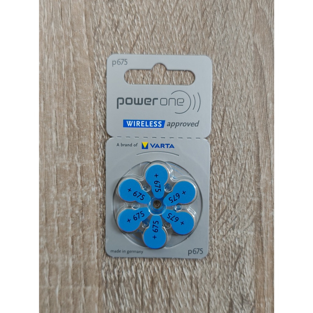 ถ่านเครื่องช่วยฟัง Powerone ถ่านเบอร์675 P675 ZA675 หรือ PR44 สีน้ำเงิน ของแท้ แพ็ค 6 ก้อน