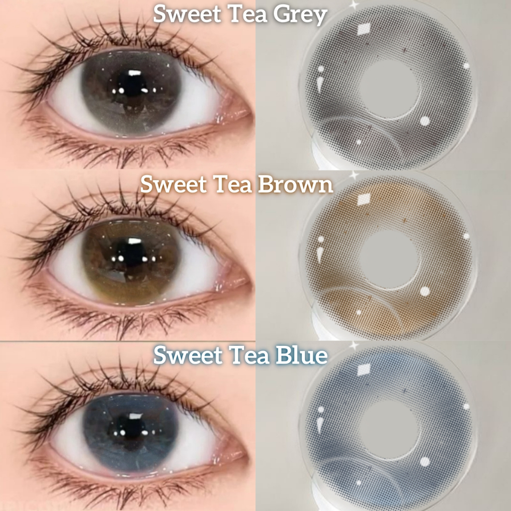 【2คู่แถมขนตาปลอม】Midroo คอนแทคเลนส์ เลนส์ค่าสายตาสั้น สี sugar ไร้ขอบ ขยายรูม่านตา Sweet Tea&Bunny Lens รายเดือน