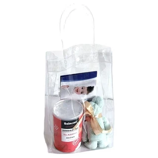แบรนด์ถุงของขวัญ PVC ใส แบบหูหิ้ว กันน้ำ100%+กันรอย สำหรับงานแต่งงาน/วันเกิด/งานวัด ถุงแพ็คเกจจิ้งพรีเมียม คุณภาพสูง