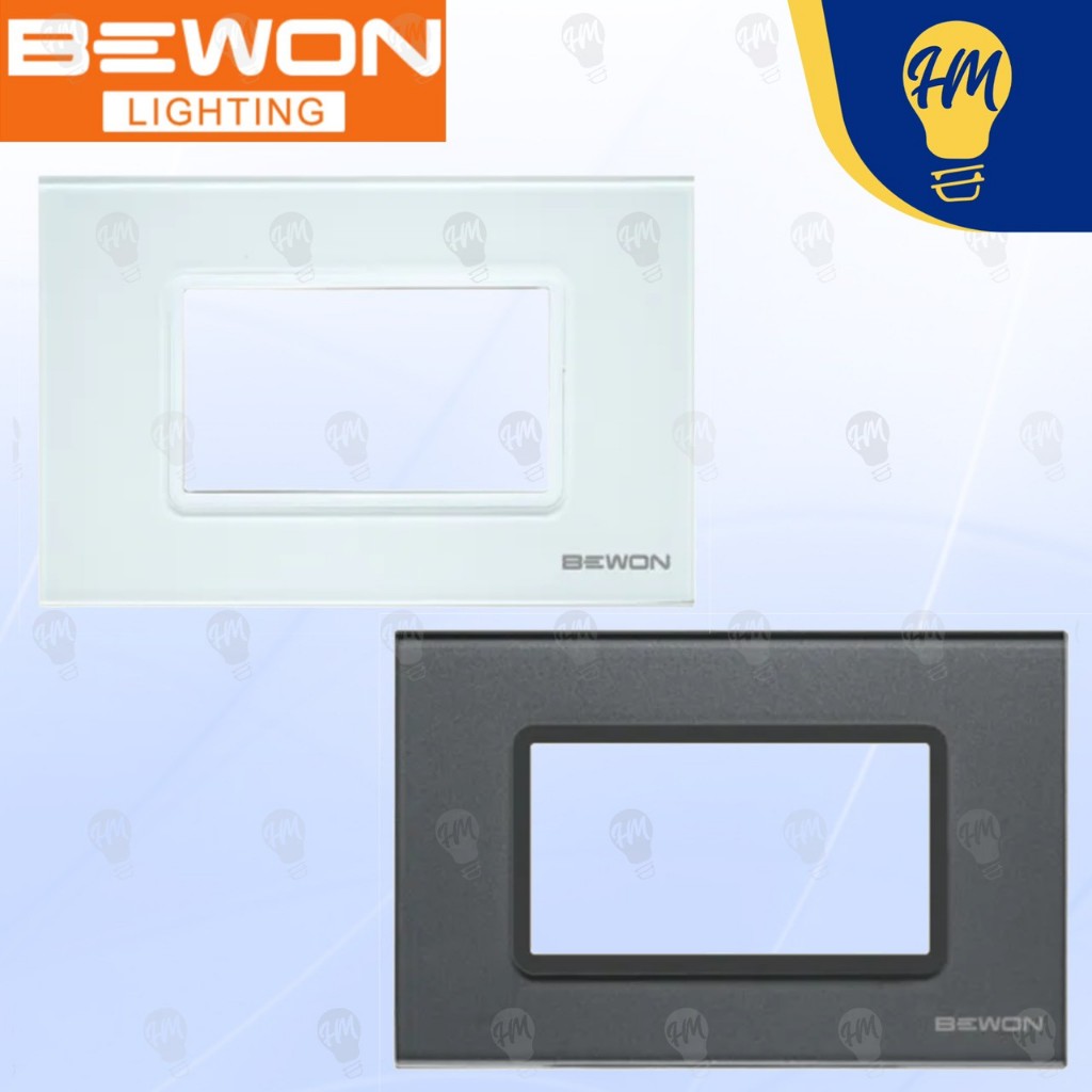 Bewon หน้ากาก ปลั๊กไฟ หน้ากระจก 3 ช่อง สีขาว และ สีเทา