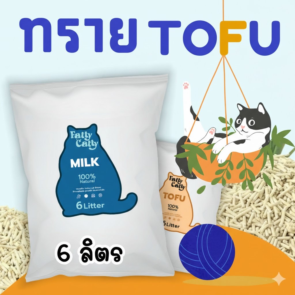 ขายถูกสุด!! fatty Catty ทรายเต้าหู้ออร์แกนิค ขนาด6L ทรายแมว เกรดพรีเมี่ยม ทรายแมวออกร์แกนิค
