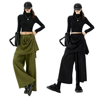 ดีไซน์สองชิ้น เอวยางยืด ผ้าทิ้งตัว ทรงหลวม โอเวอร์ไซส์ สไตล์…