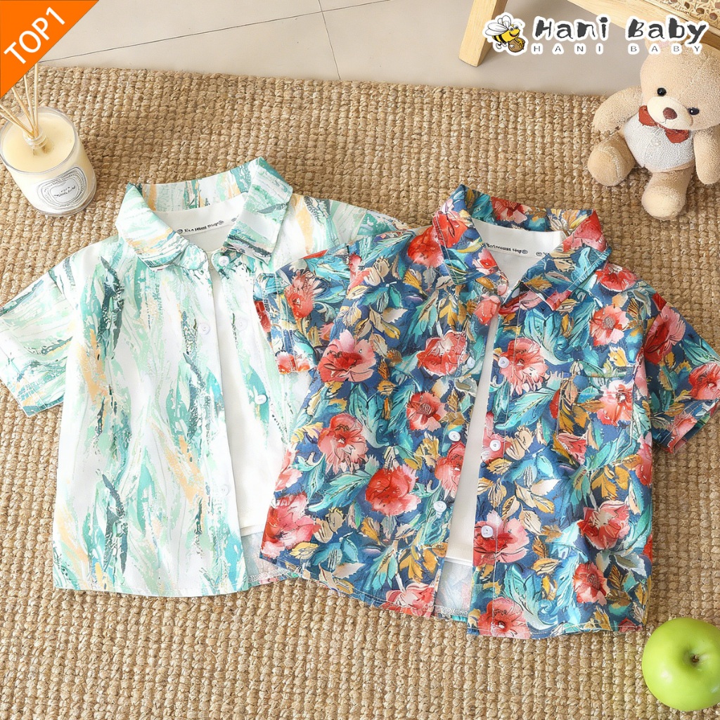 เสื้อเชิ้ตเด็ก เสื้อเด็กวันสงกรานต์ ลายสวยๆ คอปก พิมพ์ลาย งานจริงสวย ไซส์90-150