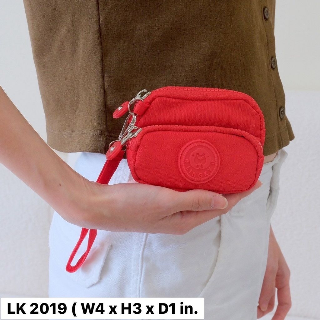 กระเป๋าผ้าคล้องมือ Lingky kb-2019 ขนาดฐาน 4 นิ้ว สูง 3 นิ้ว มี 3 ซิป #คุณยายขายกระเป๋า