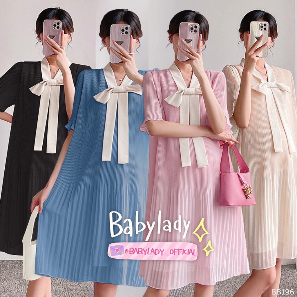 [BB 196] ชุดคลุมท้อง | BABYLADY ♡ – ชีฟองอัดพลีทนุ่ม พริ้ว ใส่สบาย มีซับใน ลุคสุภาพ ใส่ทำงานหรือออกงานได้ค่ะ