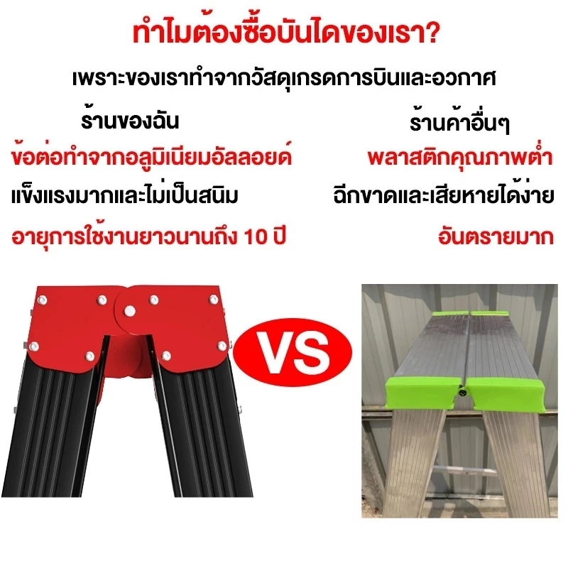 บันไดพับได้ อลูมิเนียมอัลลอย รับน้ำหนัก 1000KG สูง 1.2-2.8m thumbnail 9