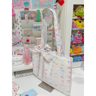 carryme-ถุงผ้าลายพิเศษ⭐️รุ่นประหยัด แถมโบว์ มีซัป ผ้าบาง มีกระดุมแม่เหล็ก ใส่ A4 iPad Pro 13 MacBook