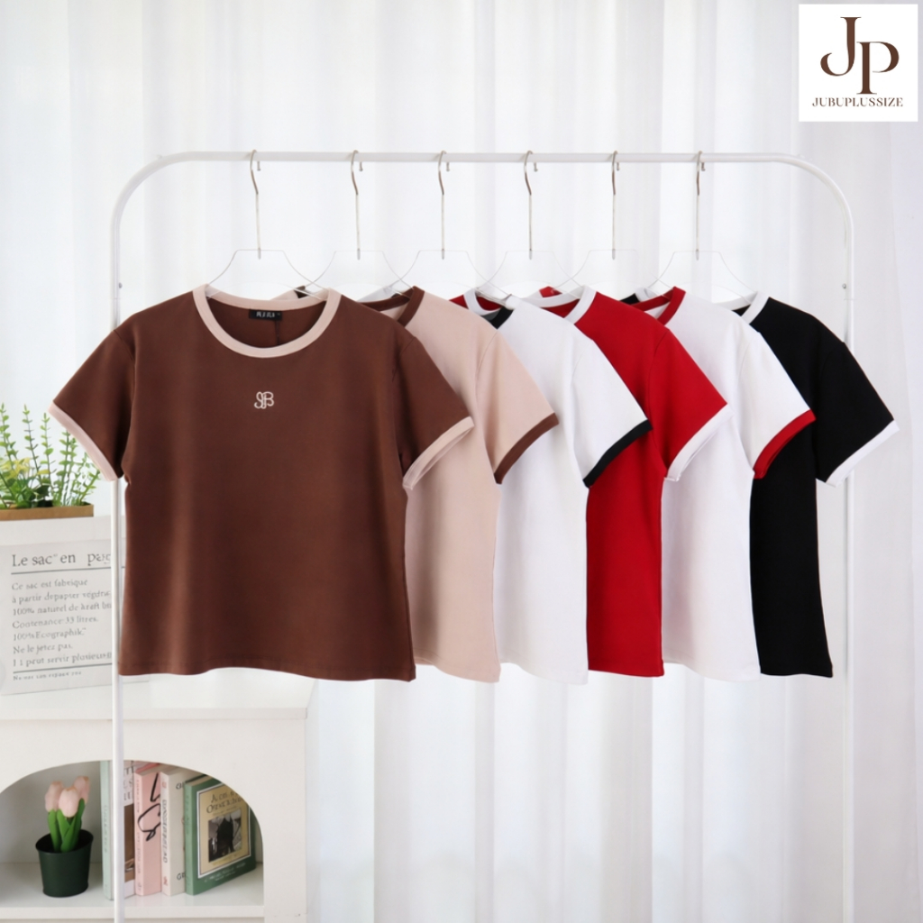 ส่งด่วน! เสื้อยืดสาวอวบ เสื้อยืดแขนสั้นคอกลมแต่งขอบ ผ้ายูนิโคล่ ไซส์ L/XL อก35-44นิ้ว พร้อมส่ง#606 ราคา ถูกที่สุด ดีลบีเคเค แกลเลอรีภาพที่ 6