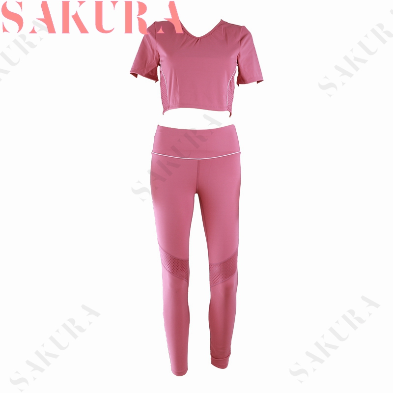 SAKURA ล้างสต๊อก 2 ชิ้นกีฬาผู้หญิงกีฬาดูดซับเหงื่อโยคะสวมใส่ Y17