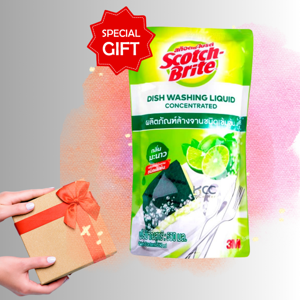 [[ สินค้าสำหรับแถมฟรี ]] 3M สก๊อตช์-ไบรต์  น้ำยาล้างจานชนิดเข้มข้น กลิ่นมะนาว 550 มล. 1 ถุง