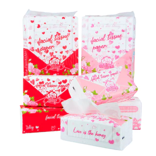 ยกลัง 10 หิ้ว 50 ห่อ กระดาษทิชชู่เช็ดหน้า Lilly 170แผ่น valentine's day หนา 2 ชั้น