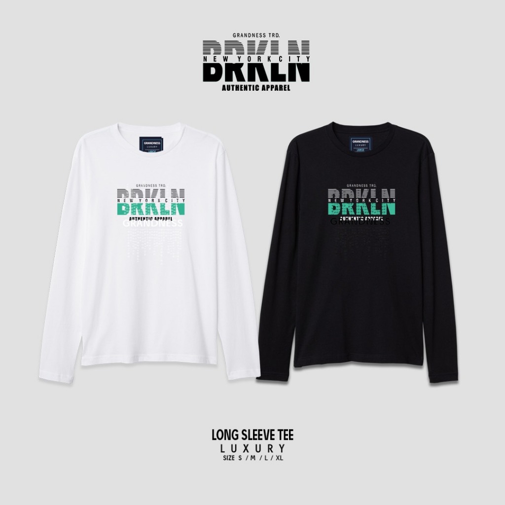 Grandness เสื้อยืด Luxury ลายกราฟิก แขนยาว รุ่น LX634-635 ( สีขาว / สีดำ )
