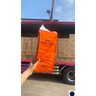 กระดาษทิชชู่ส้ม Facial Tissue แบบแขวนผนังแถมฟรีตะขอ 1ลัง4หิ้ว 1380แผ่น