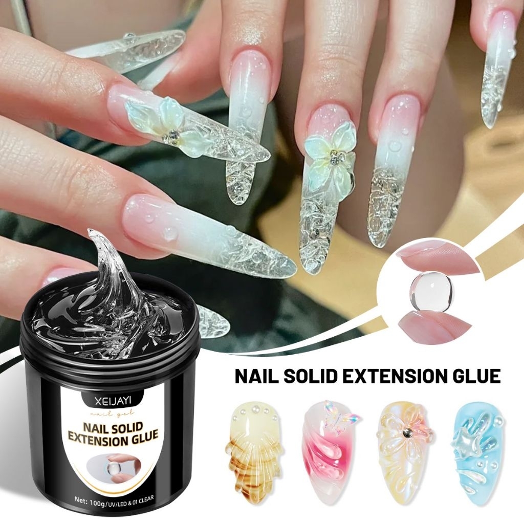 จัดส่งทันที ♡ XIEJAYI ♡ Solid Extension Glue เจลปั้นใส ไม่ติดมือ กาวติดเล็บ 100g. – โปรปัง