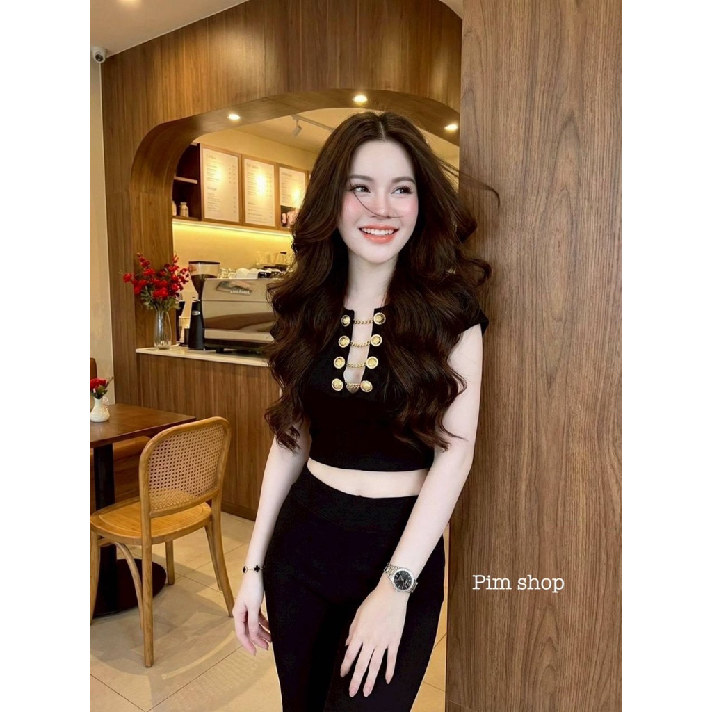 เซท 2 ชิ้น เสื้อเสริมฟองน้ำกางเกงขาม้าเอวสูงสุดฮิต