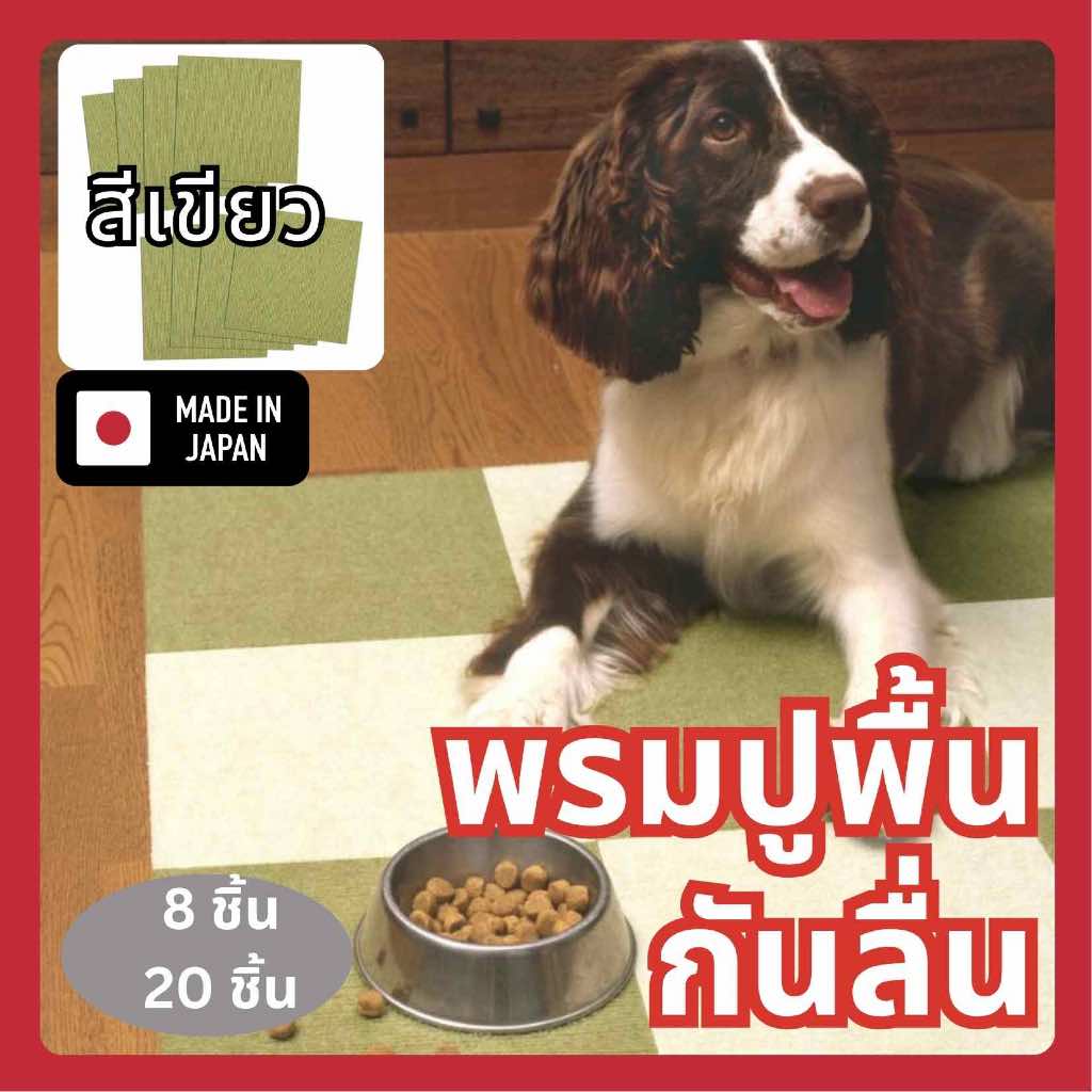 Sanko แผ่นพรมปูพื้นห้องกันลื่นสำหรับสัตว์เลี้ยง ผลิตที่ญี่ปุ่น สีเขียว ขนาด30x30cm แพค8/20ชิ้น