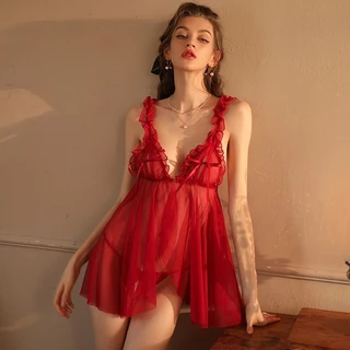 💚Sex time💜sexy ชุดนอนซีทรู เดรสลูกไม้ ไม่นอน ส่งไวจากไทย ผ้าดีมาก H9202