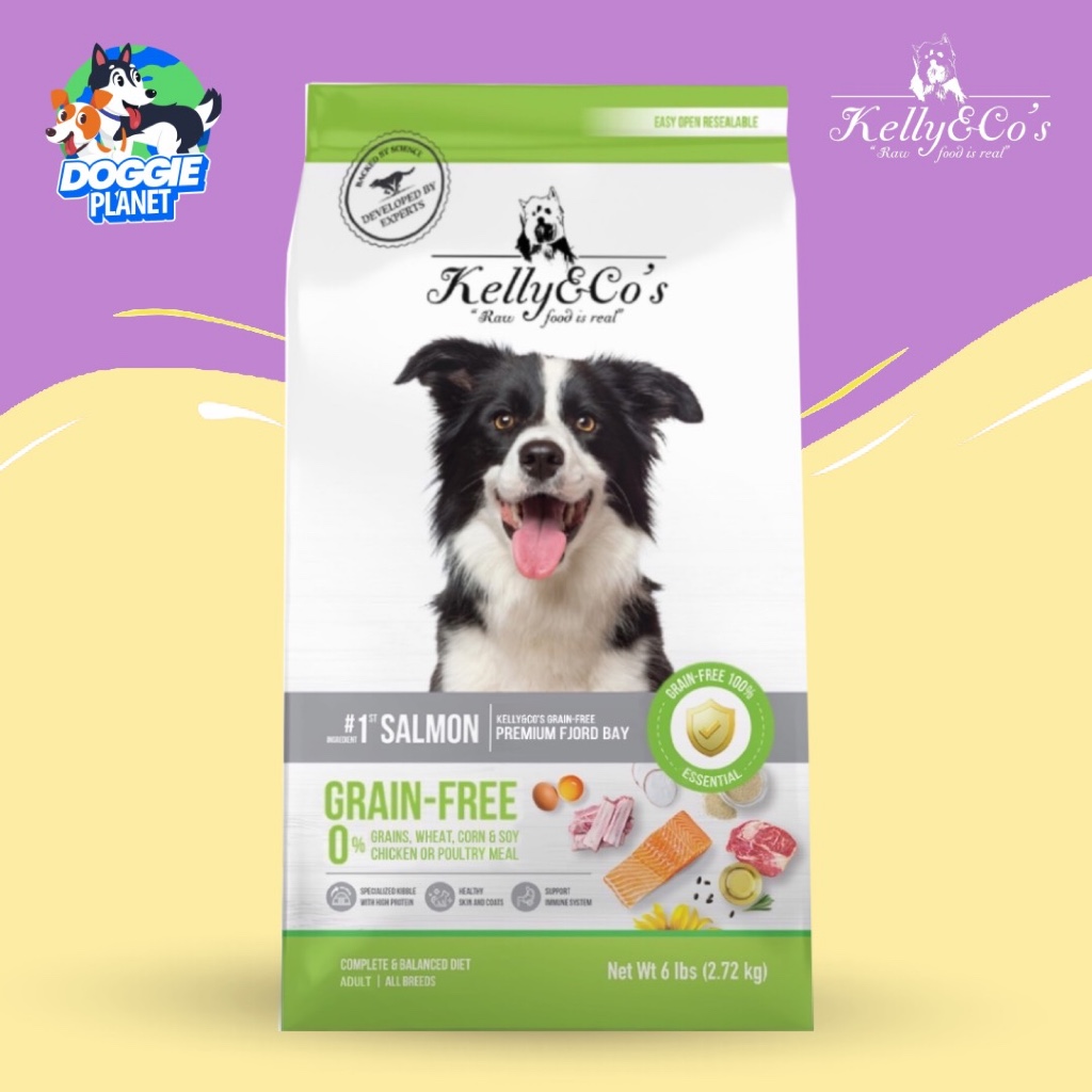 Kelly & Co's Premium Dog Kibble อาหารเม็ดสุนัข พรีเมี่ยม สูตรแซลมอน (Grain-Free) 2.72 กก.