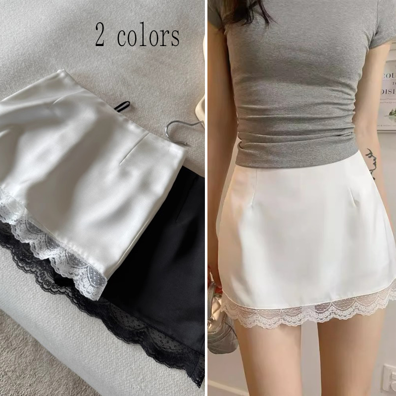 Cuites  กระโปรงผู้หญิง สีพื้น แต่งลูกไม้ กระโปรงสั้นทรงเอ  เล่นแสงสวย 99067