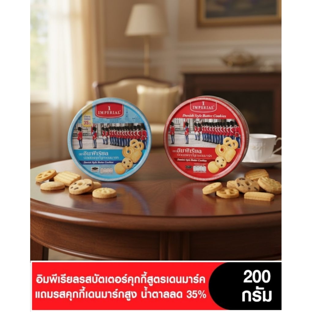 Imperial อิมพีเรียลบัตเตอร์คุกกี้สูตรเดนมาร์ค และอิมพีเรียลคุกกี้เดนมาร์กสูง น้ำตาลลด 35% ขนาด 200 ก