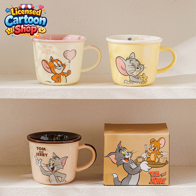 【ของแท้】Tom and Jerry แก้วกาแฟ แก้วน้ำ 340ml ลายน่ารัก กล่องสวยงาม ของขวัญวันหยุด ใช้ทุกวัน ส่งฟร