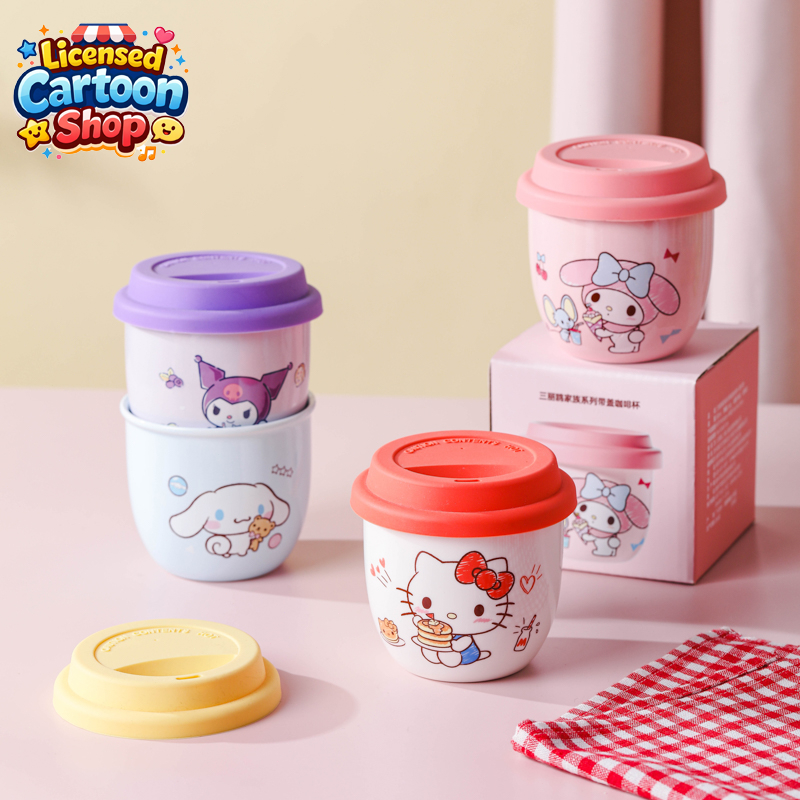 【ของแท้】Sanrio ซานริโอ แก้วกาแฟมีฝา แก้วกาแฟ 300ml น่ารัก กล่องสวยงาม ของขวัญวันหยุด ใช้ทุกวัน ส่งฟร