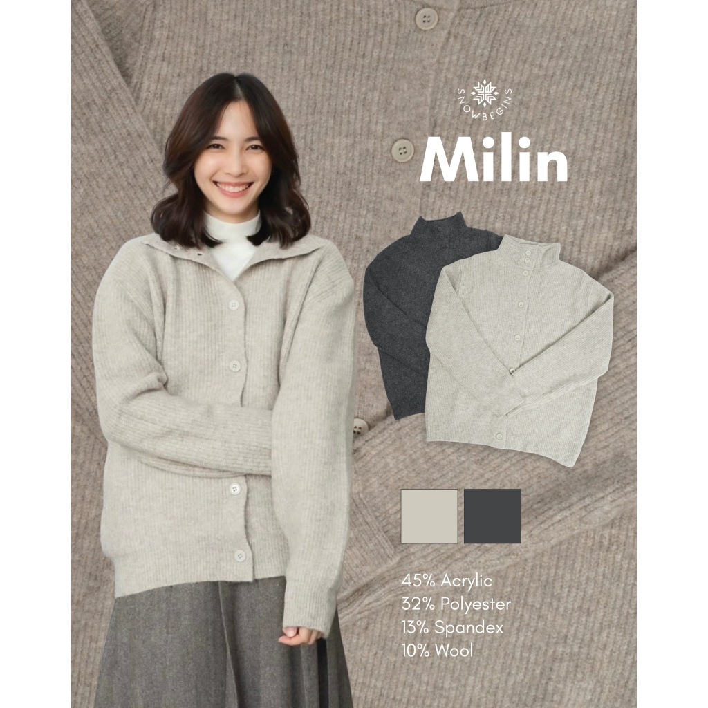 Milin - Snow Begins เสื้อคลุมไหมพรมแขนยาว