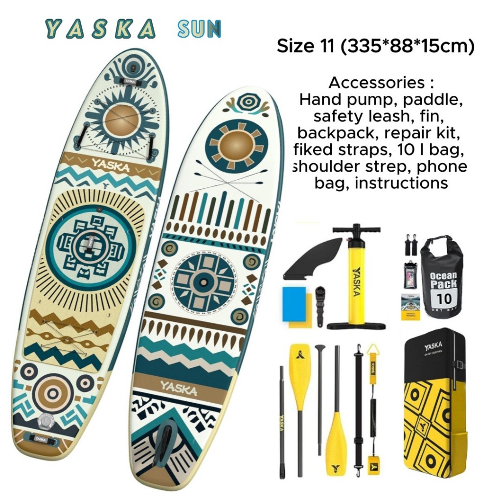 แพดเดิลบอร์ด แบบเป่าลม พร้อมอุปกรณ์ Inflatable SUP board YASKA Sun extra wide 335*88*15 with full ac