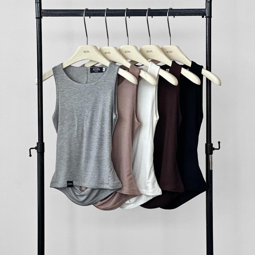 Atipashop - Twist Back Top เสื้อกล้ามเว้าหลัง ผ้าเรย่อน