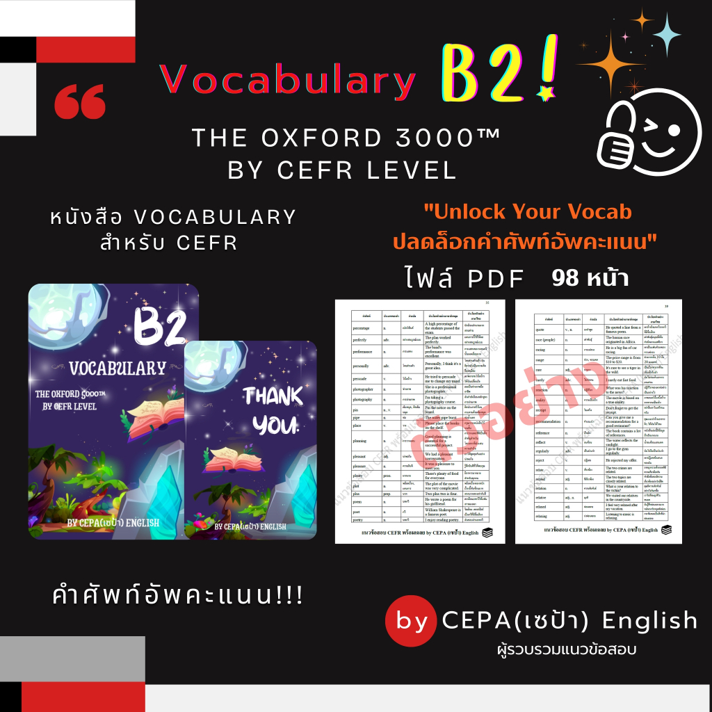 รวมคำศัพท์ (A1-C2) The Oxford 3000 by CEFR Level+ประเภทของคำ+แปลความหมาย+ประโยคตัวอย่างEng/ไทย