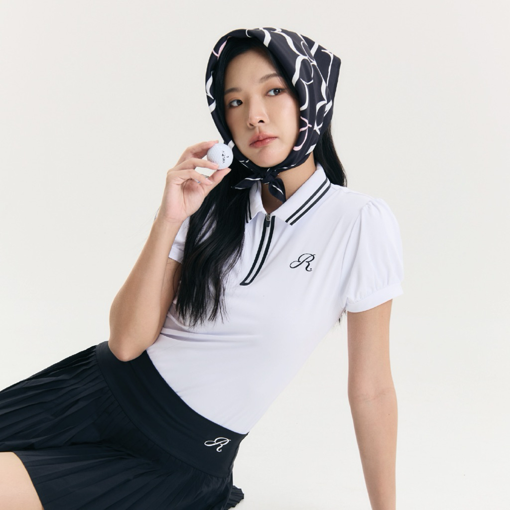 Rookie Girl Tops and Scarf-เสื้อกอล์ฟแขนตุ๊กตา พร้อมผ้าพันคอลายซิกเนเจอร์