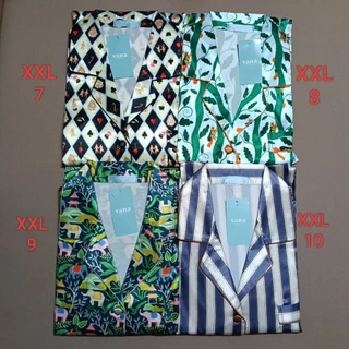ชุดนอนผ้าซาตินแขนสั้น ขาสามส่วน ไซส์ XXL
