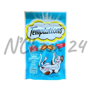 (ซื้อทูน่าแซลมอนกุ้งครบ2ถุงมีแถมเพิ่ม) TEMPTATIONS ขนมแมว มี 2 ขนาด - ขนมแมวกรอบนอกนุ่มในสำหรับแมว
