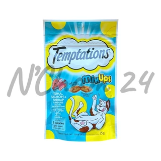 (ซื้อทูน่าแซลมอนกุ้งครบ2ถุงมีแถมเพิ่ม) TEMPTATIONS ขนมแมว มี 2 ขนาด - ขนมแมวกรอบนอกนุ่มในสำหรับแมว