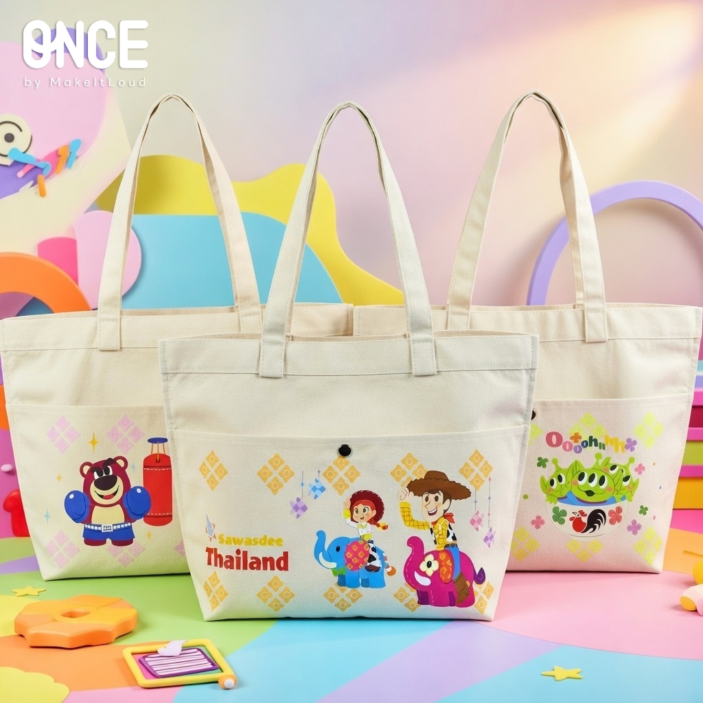 ONCE x ©Disney Toy Story Shopping Bag กระเป๋าผ้าแคนวาส ทอยสตอรี่ ลิขสิทธิ์แท้